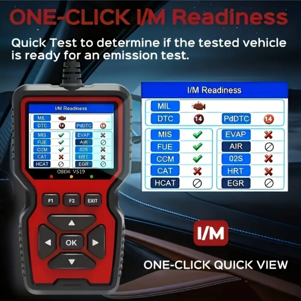 سيارة obd2 الماسح الضوئي أداة تشخيص قارئ رمز ، سيارة جهاز قياس الجهد الكهربائي محرك خطأ رمز الماسح الضوئي ، شحن تستر أداة تشخيصية V519