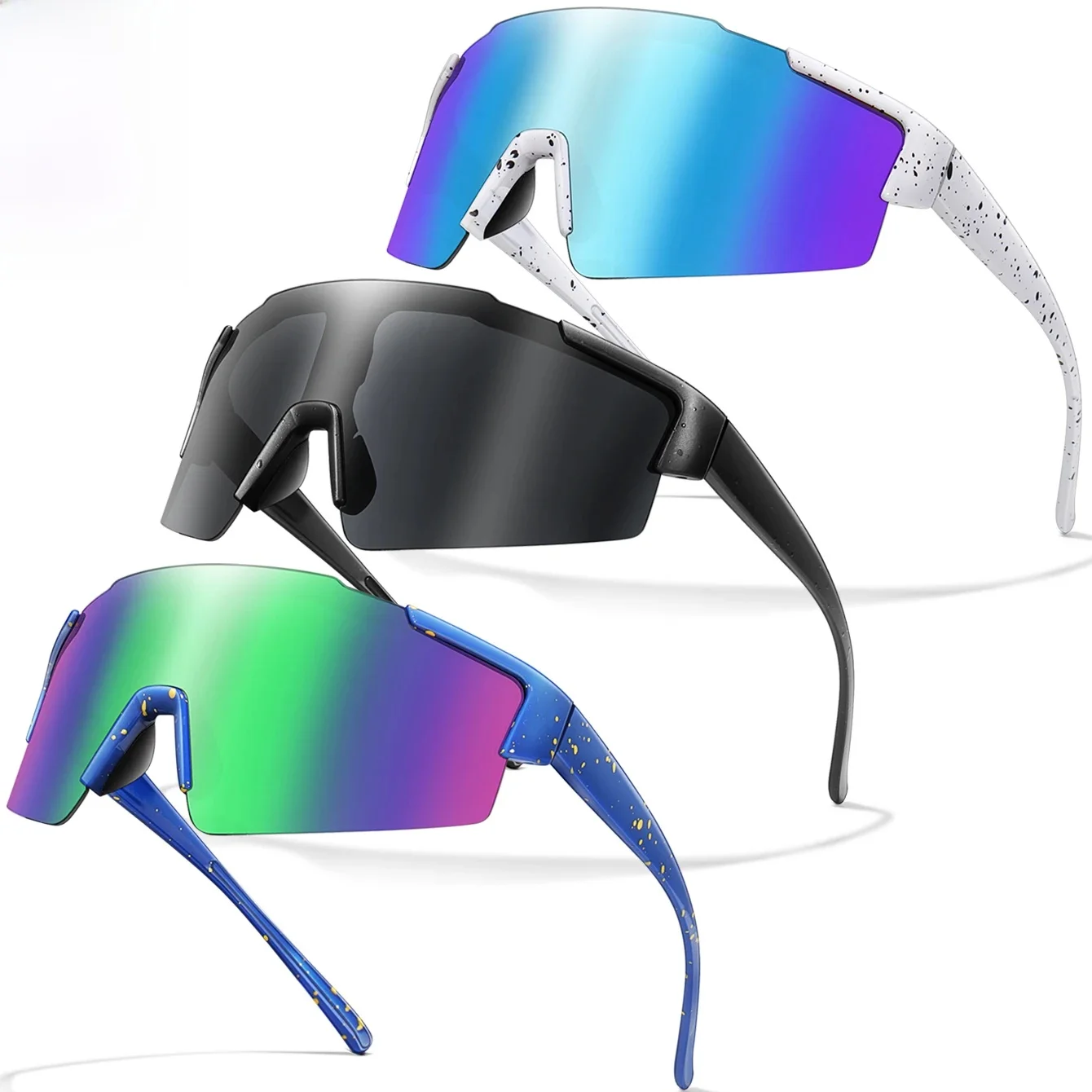 AliExpress NONE 3 Pairs Fishing Sunglasses Sports Men Women Bike Glasses Cycling Mtb Bicycle Eyewear Large Windproof Goggles UV400