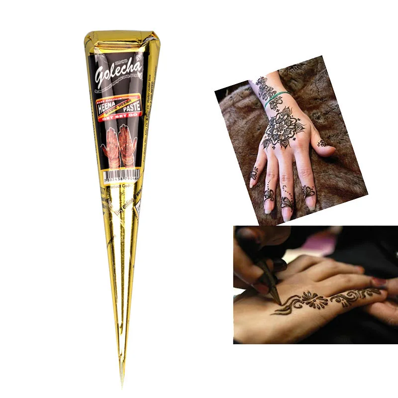 GOLECHA 25gram Black Henna Cones Indian Henna Tattoo Paste For Temporary Tattoo Body Art Sticker Mehndi Body Paint