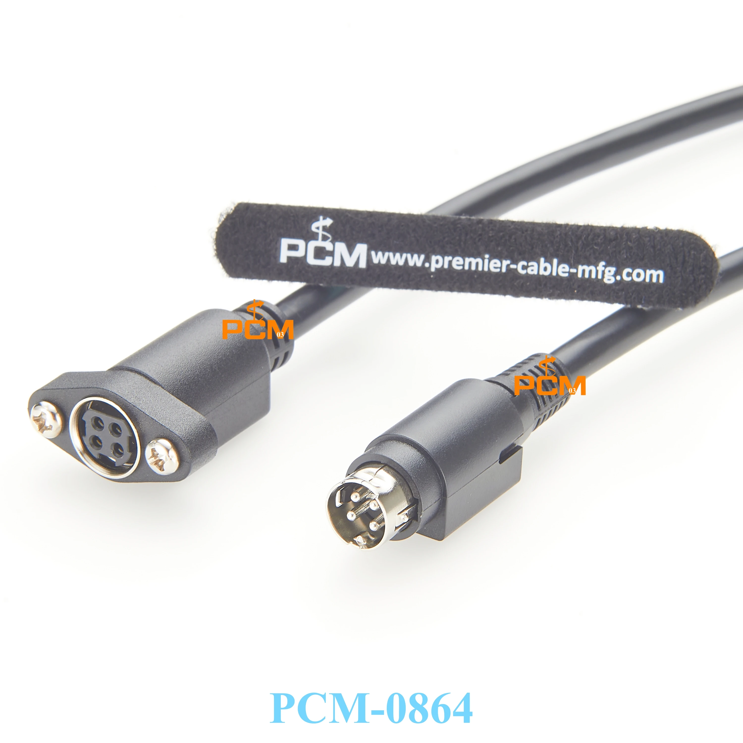 DIN 4-Pin Power Extension Cable Male to Female Snap & Lock Connector, Kycon Style KPJX-PM-4S Panel Mount Power Jack Plug Cord
