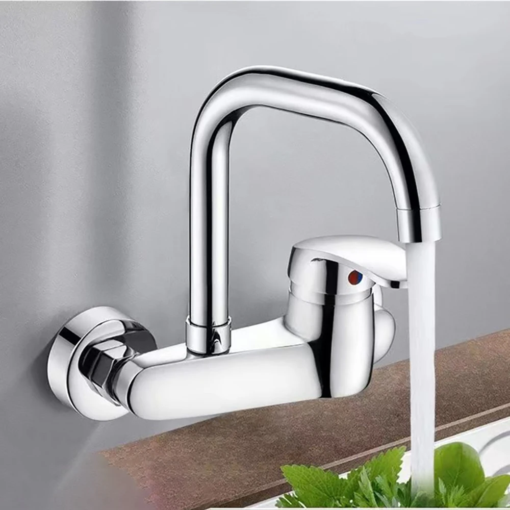 Brass kitchen in-wall hot and cold water faucet washbasin mixer valve universal faucet