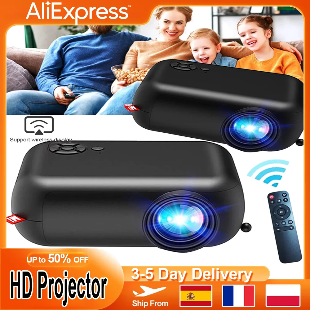 12V Wireless Mini Projector WiFi Travel Camping 1080P HD Projector 4K 2.4G TV Home Theater Cinema Compatible Video Support Phone