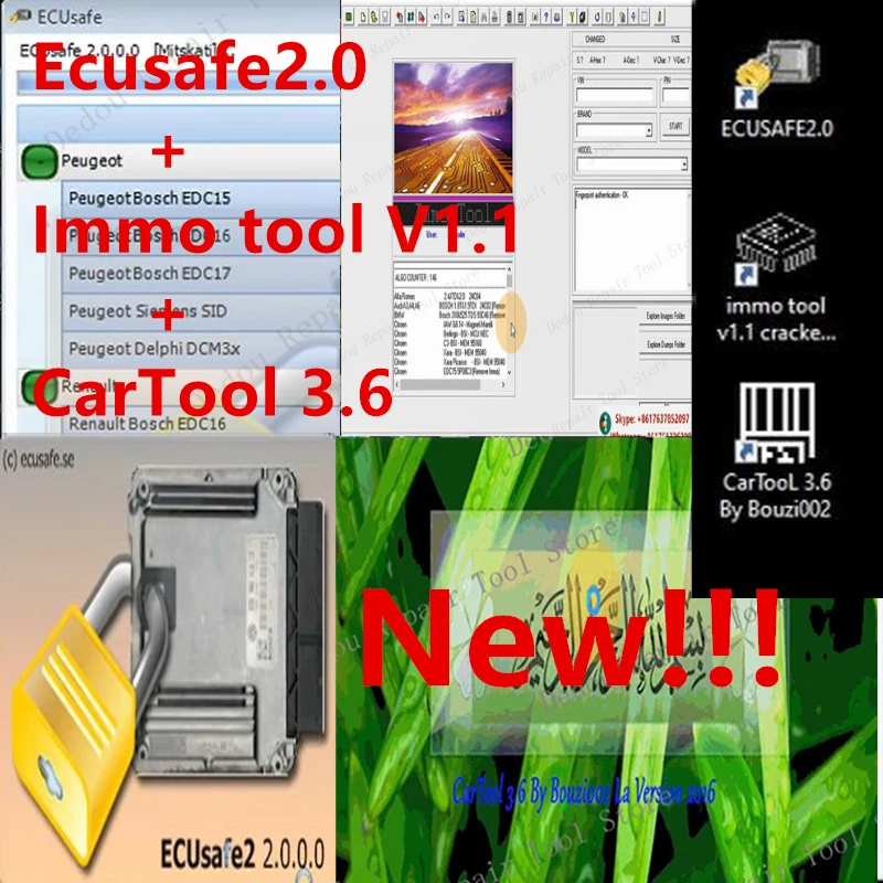 Newest Hot ECUSafe 2.0 ECU ECM 2.0 immokiller V 1.1 Immo Off Software v1.1 ImmoKiller v1.1 Software Cartool 3.6 free help instal