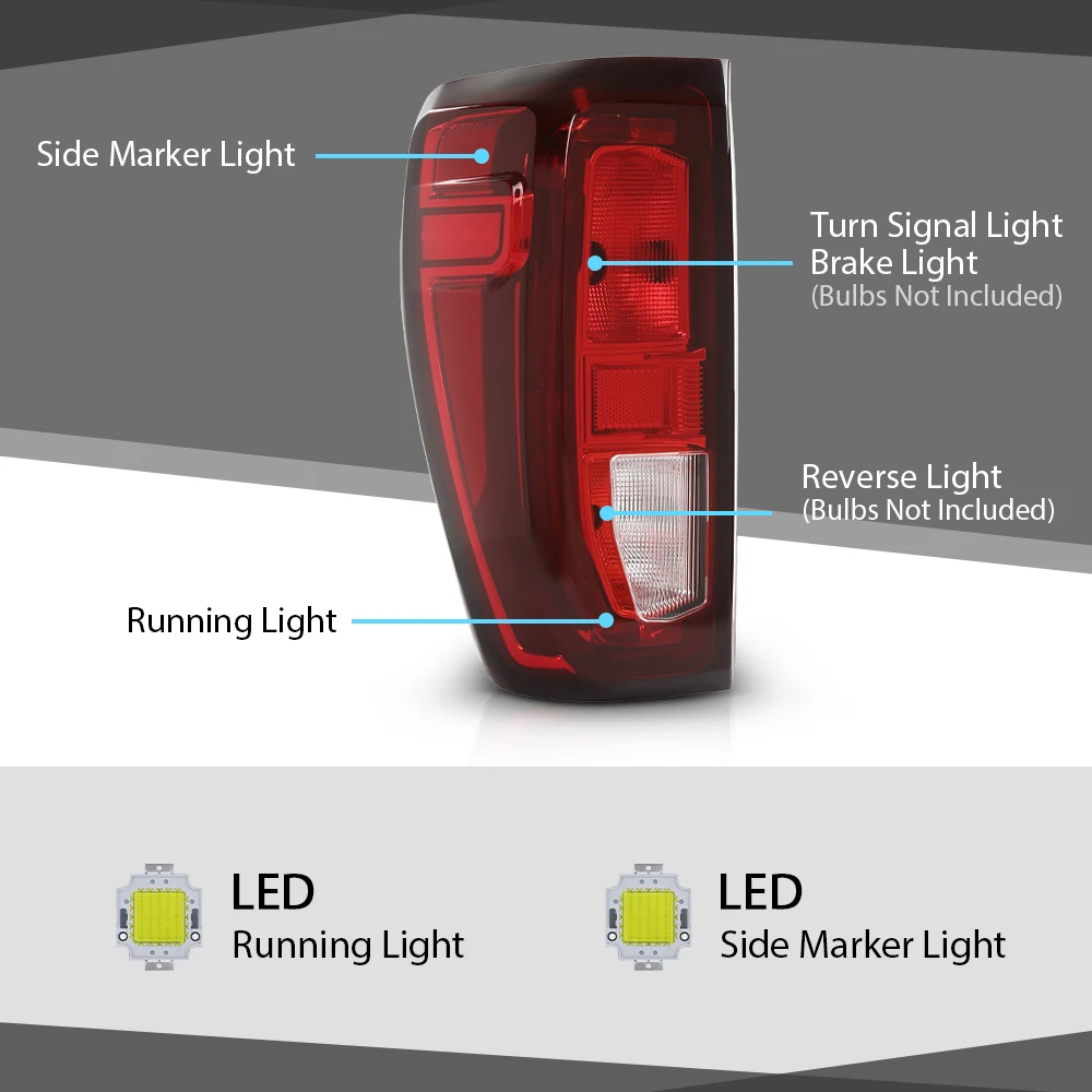 الفرامل الخلفية الذيل مصابيح سائق اليسار أضواء خلفية الهالوجين صالح ل 19-23 Gmc سييرا واضح/عدسة حمراء كروم الإسكان مقاوم للماء