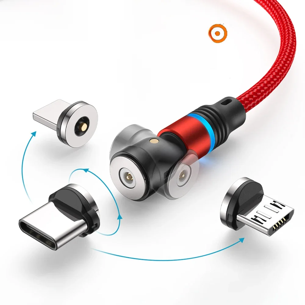 Aufu led magnetisches usb kabel für iphone xiaomi samsung typ c kabel usb lade daten ladung 540