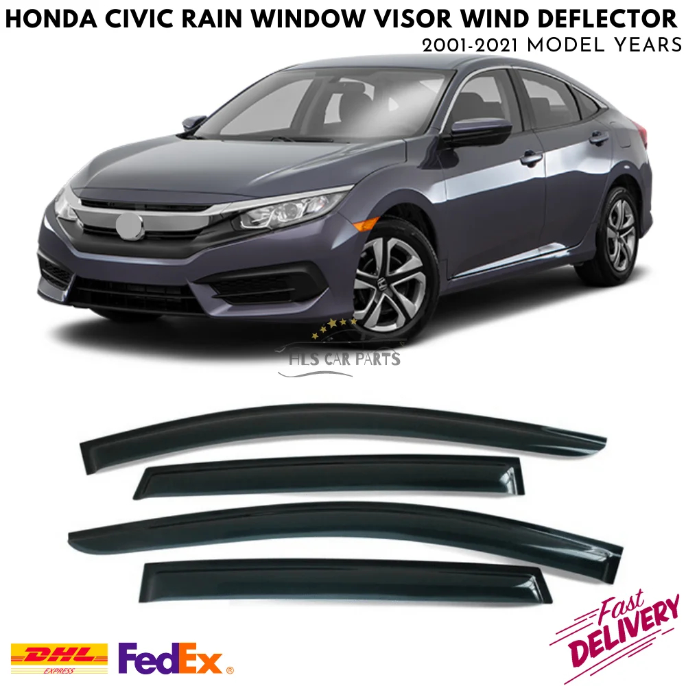 

For Honda Civic 2001-2021 Model Years Window Visors Wind Rain Deflector Car Door Guard Vent Glass Protector Stylish Appearance