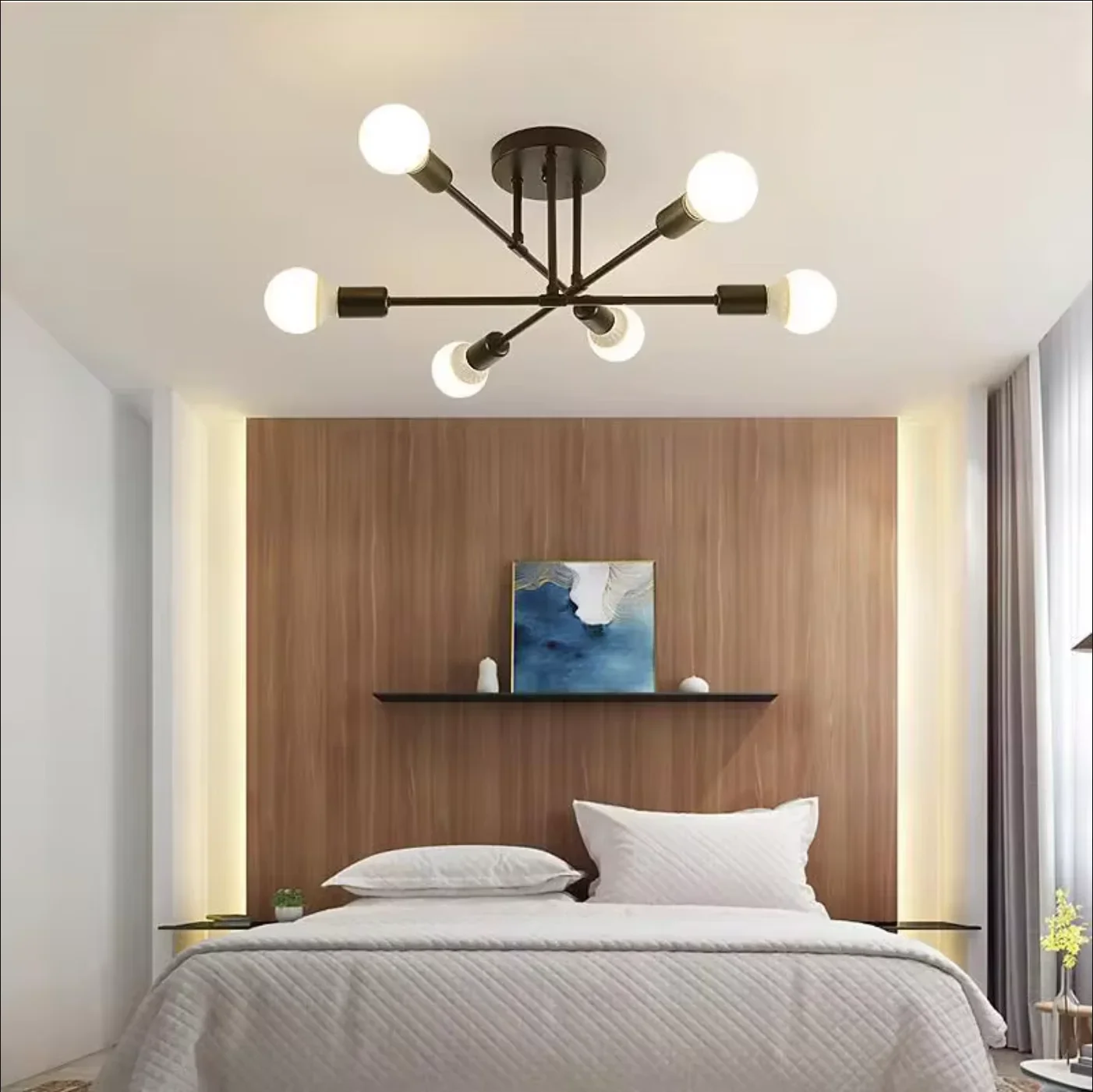Home Lighting Ceiling Lights Fixture Semi Flush Mount Ceiling Lamps Brushed Antique Gold Lighting Home Decor Light Fixtures