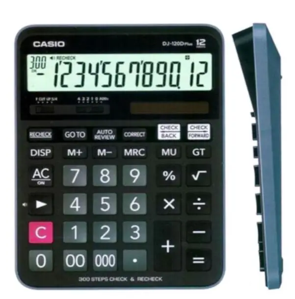 Casio DJ-120D Plus 12 Digit Desktop Calculator Battery Solar Calculator Big Buttons Financial Business Accounting Tool School Student