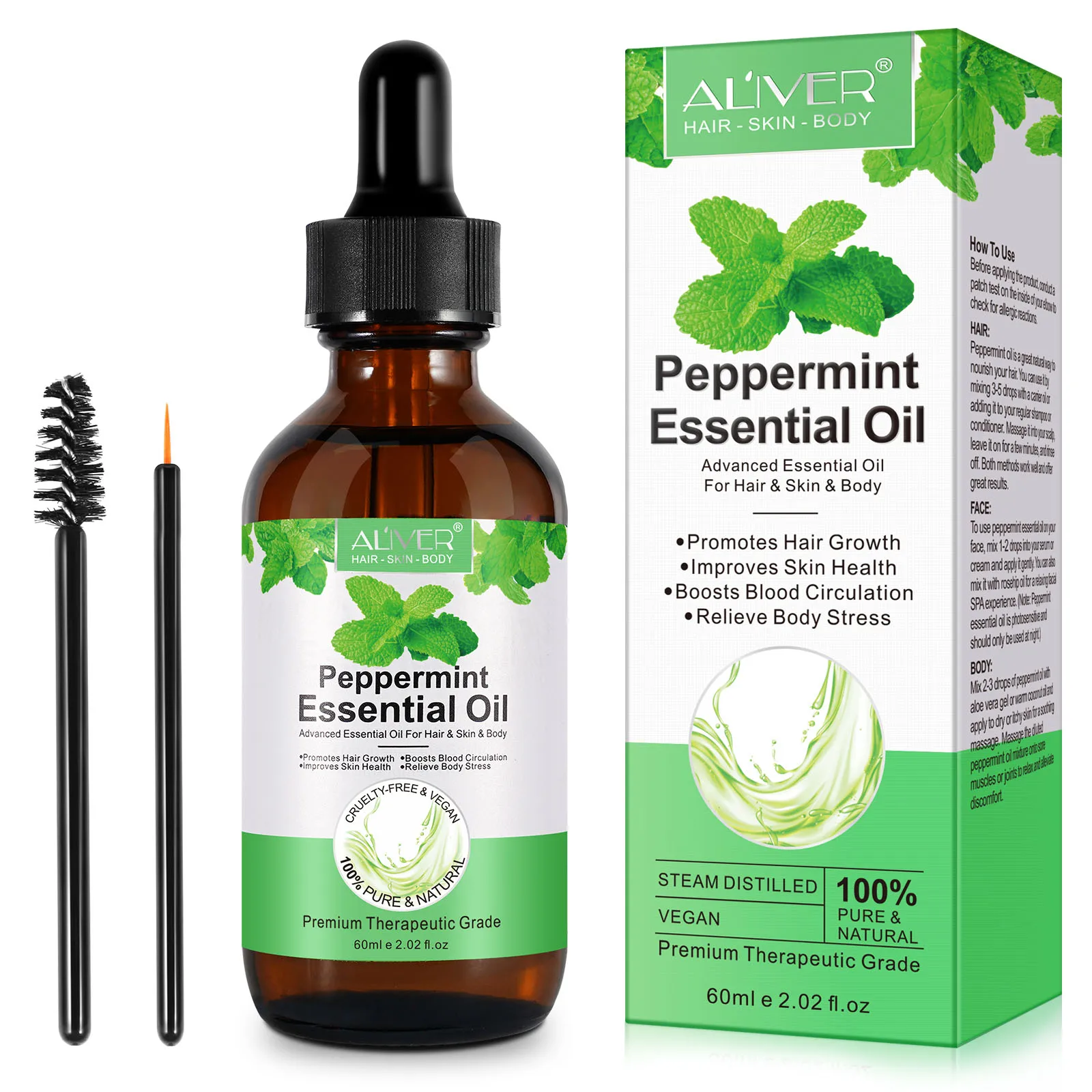 

Peppermint Essential Oil Advanced For Hair and Skin of Body Promotes Hair Growth Improves Skin Health Boosts Blood Circulation