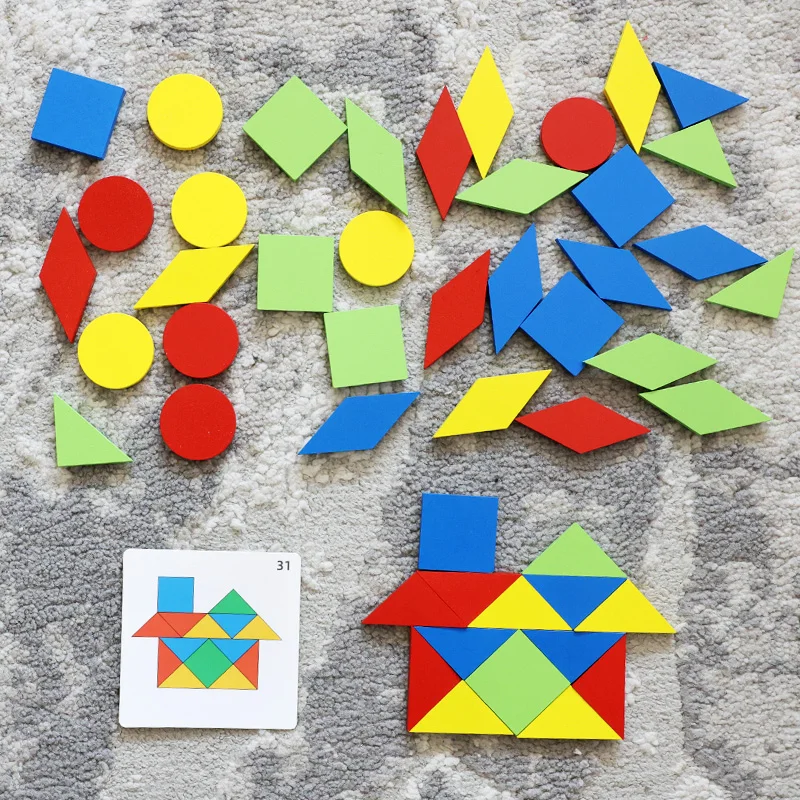 Giocattolo puzzle a specchio Montessori per bambini Giocattoli educativi precoci in legno Pensiero logico Allenamento spaziale Gioco cerebrale Giocattolo da viaggio Regali