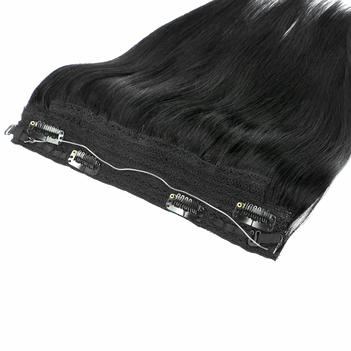 سلك شعر هالة أشقر في وصلات الشعر، شعر بشري مستقيم، خط سمكة، وصلات شعر طبيعية مع 4 مشابك لحمة #2