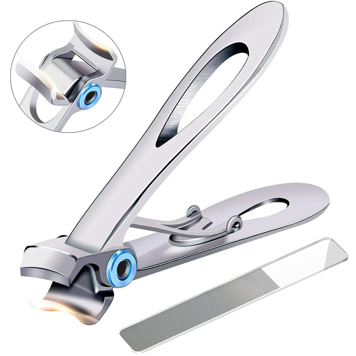 Precision Ultra Wide Jaw Nail Clippers Set, Heavy Duty Fingernail & Toenail Clippers for Thick Nails, Sharp Stainless Steel Nail Cutter with Wide Opening for Seniors, Men, Women, Ingrown & Hard Toenails