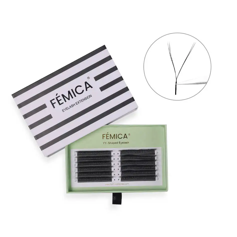 FemicaLashes YY Mink Eyelash Extensions Premade Volume Fans Soft Natural Lashes for DIY Makeup