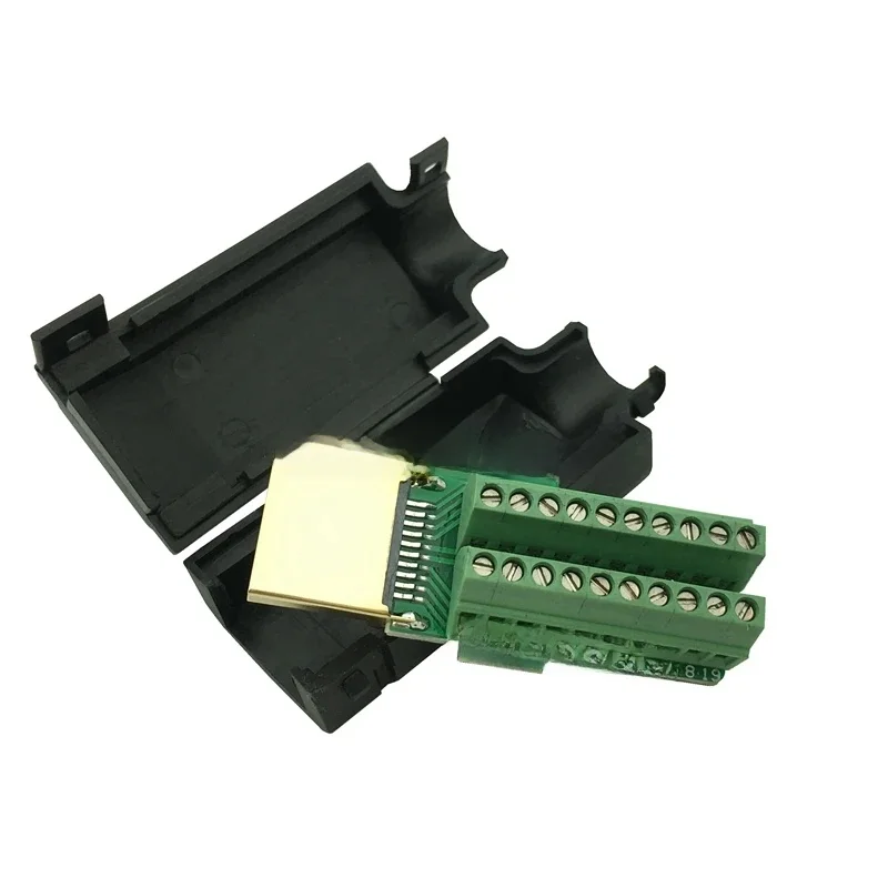 1 szt. HDMI męski 19P wtykowe zaciski zaciskowe złącze bez lutowania z czarną osłoną — zdjęcie 2