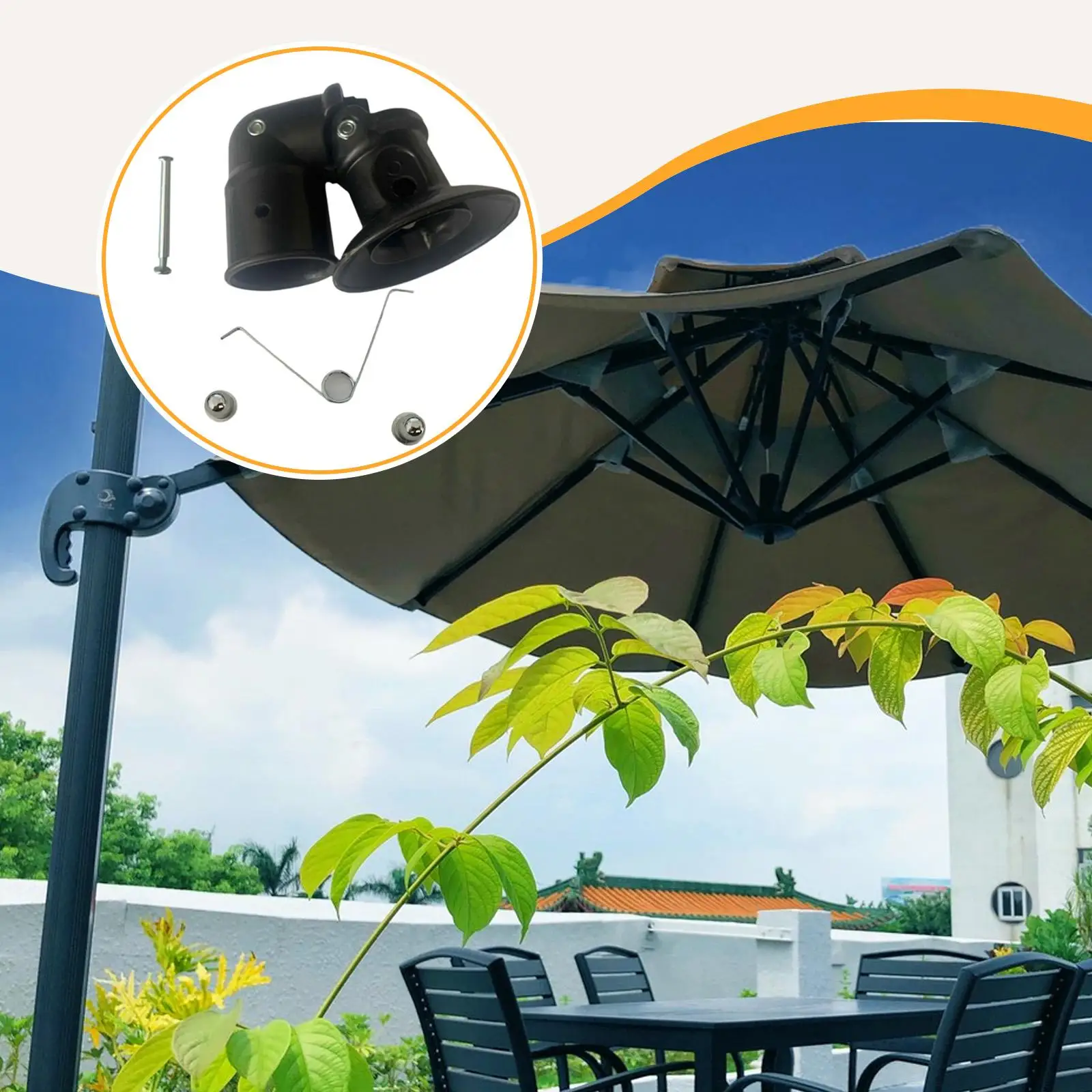 

Patio Umbrella Accessories Attachment Parasol Parts Sturdy Connection Lightweight Replace Parts Bend Head for Beach Backyard