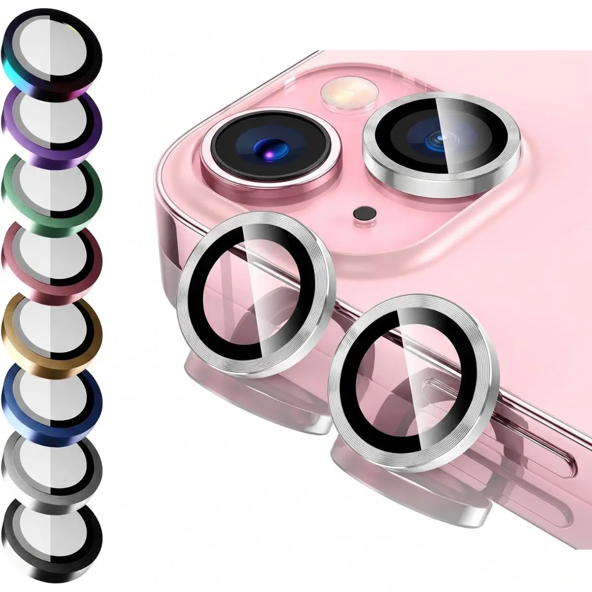 KIT Película Liso Lente da Câmera Anel Protetor Para Iphone 11/ 12 /13/ 14/15/16/17- Variantes Pro, Pro Max, Plus e Mini