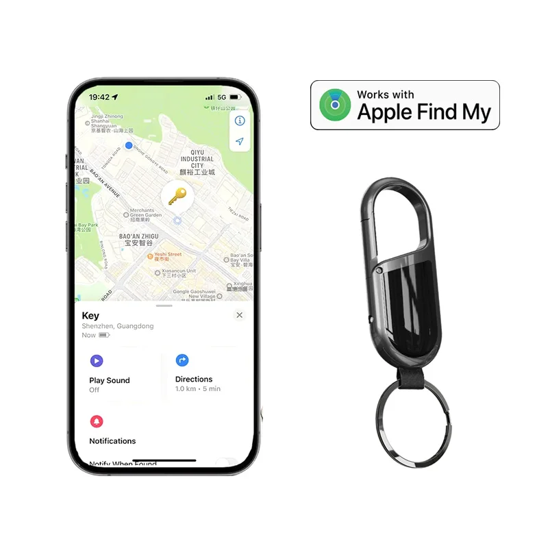 Smart bluetooth Anti-lost airtag keychain alarm GPS Apple find my key tracker finder carabiner keychain key ring