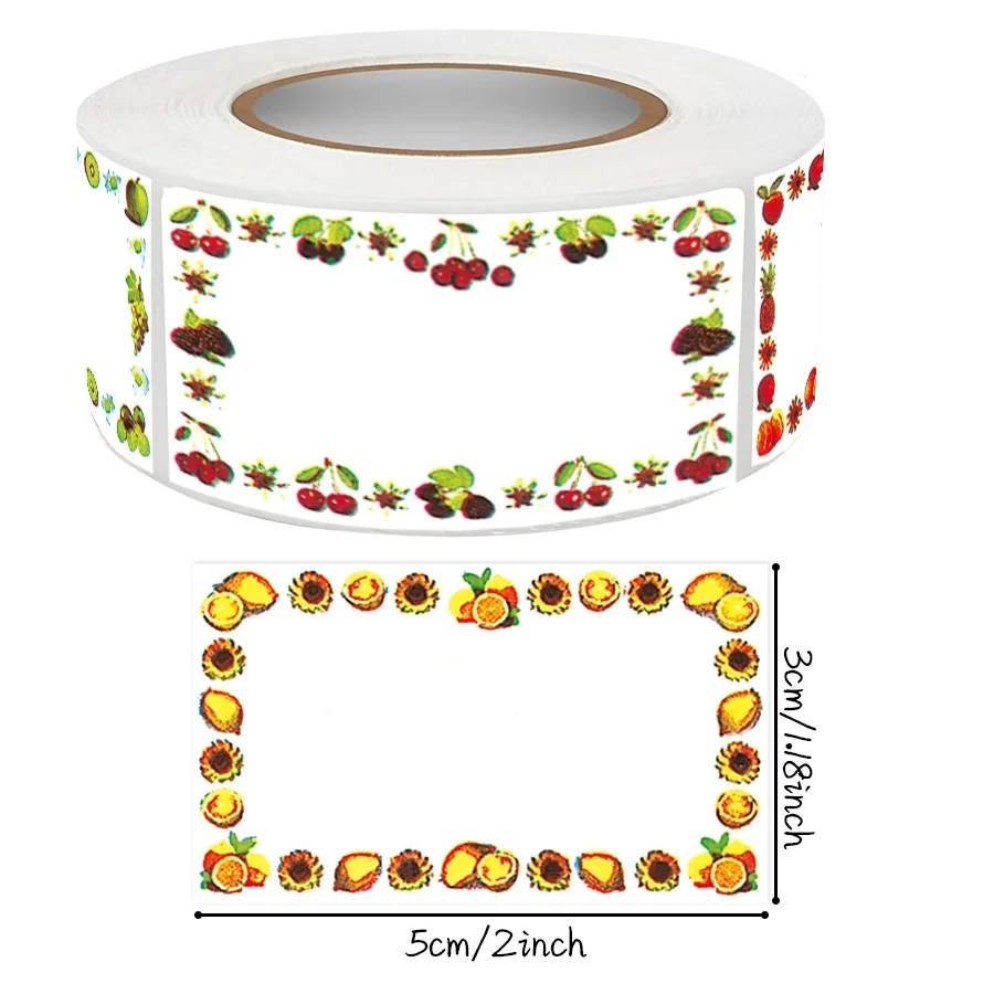 500 قطعة من ملصقات حدود الفاكهة - ملصقات حصاد الخريف للبرطمانات والزجاجات والمربى والعسل وتخزين المطبخ والحرف اليدوية #2