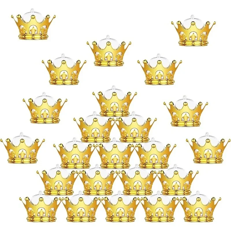 Boîte à bonbons couronne dorée 12 pièces, boîte de rangement de bonbons couronne décorée d'or rechargeable, Table à dessert au chocolat et aux bonbons, fête Super mignonne pour enfants