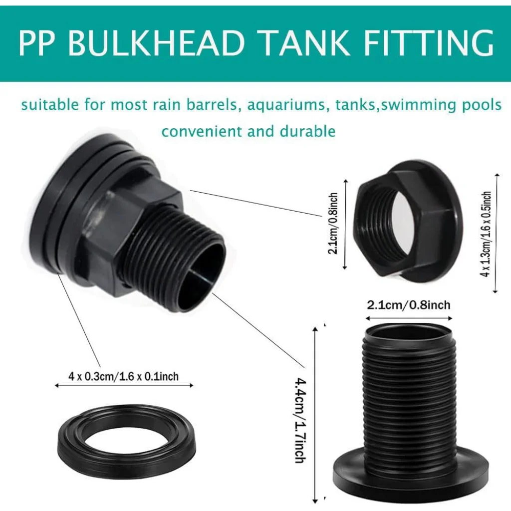 PVC Threaded Bulkhead Fitting Adapter Water Tank Connector Waterproof Durable Pipe Joint for Aquarium Water Pipeline Connection