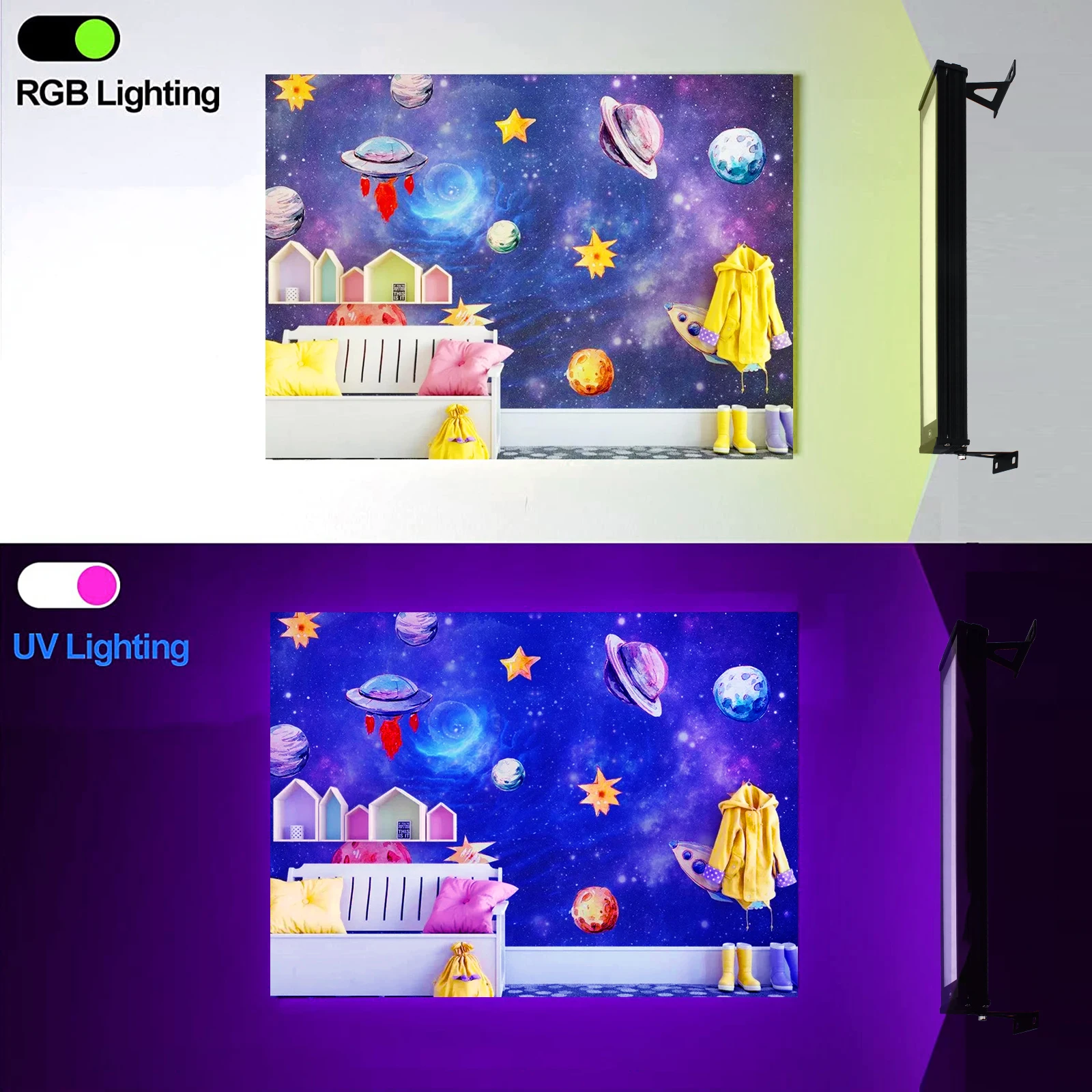 Lumière LED UV noire avec interrupteur à barre lumineuse, lueur dans le noir, fournitures de fête pour Halloween, affiche structurels ente, scène, 50W