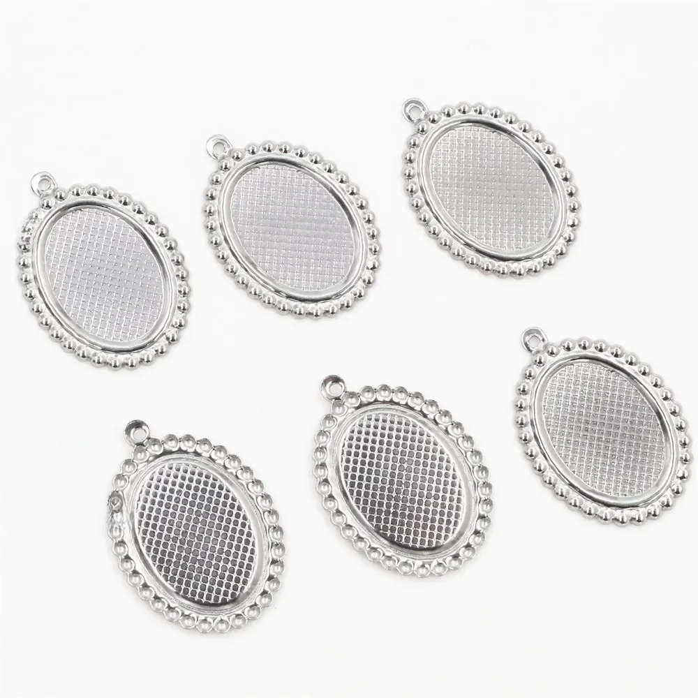 (Bez przejścia) 10 sztuk 13x18mm wewnętrzna rozmiar materiału ze stali nierdzewnej owalne styl Cabochon baza Cameo ustawienie wisiorek taca (t7-38) — zdjęcie 2