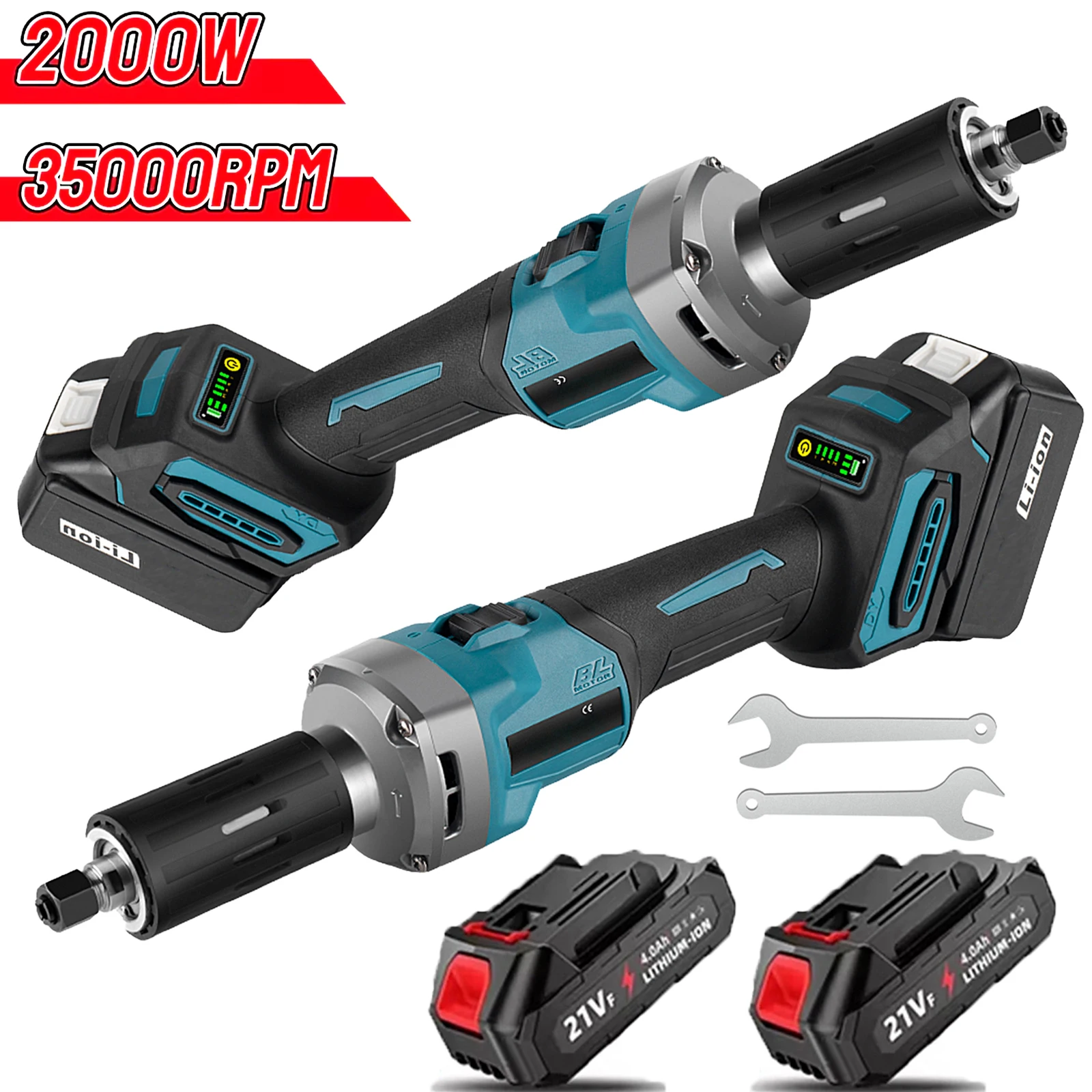 Makita – meuleuse électrique sans balais 2000W, 4 vitesses réglables, Angle sans fil 35000 tr/min, vitesse Variable, outils rotatifs pour batterie 18v