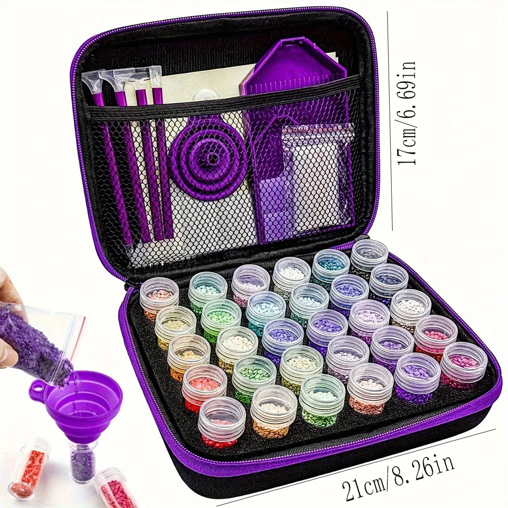 30/60/120/180Bottles Diamond Painting Storage Case, Double Layer Jewelry Organizer, 5D DIY Art Bead Container Tool Accessory Kit