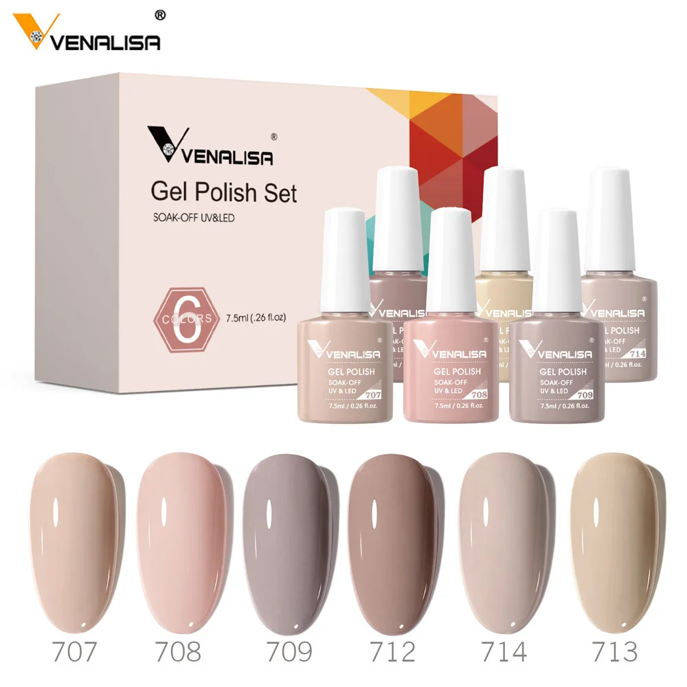 Venalisa Branded Kit Gel Esmalte 6/12 pçs/lote x7.5ml Semi Permanente Cor Neon Novo Alarner Soak Off UV LED Nails Verniz Set