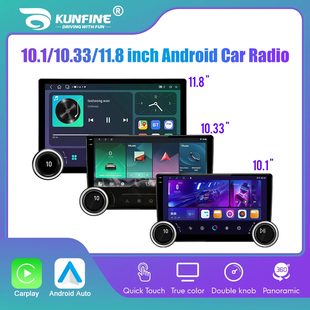 10.1/10.33/11.8 Inch Screen Diamond 2K Android Car Radio 2Din Multimedia Player Carplay Double Knob GPS Navigation Car Audio