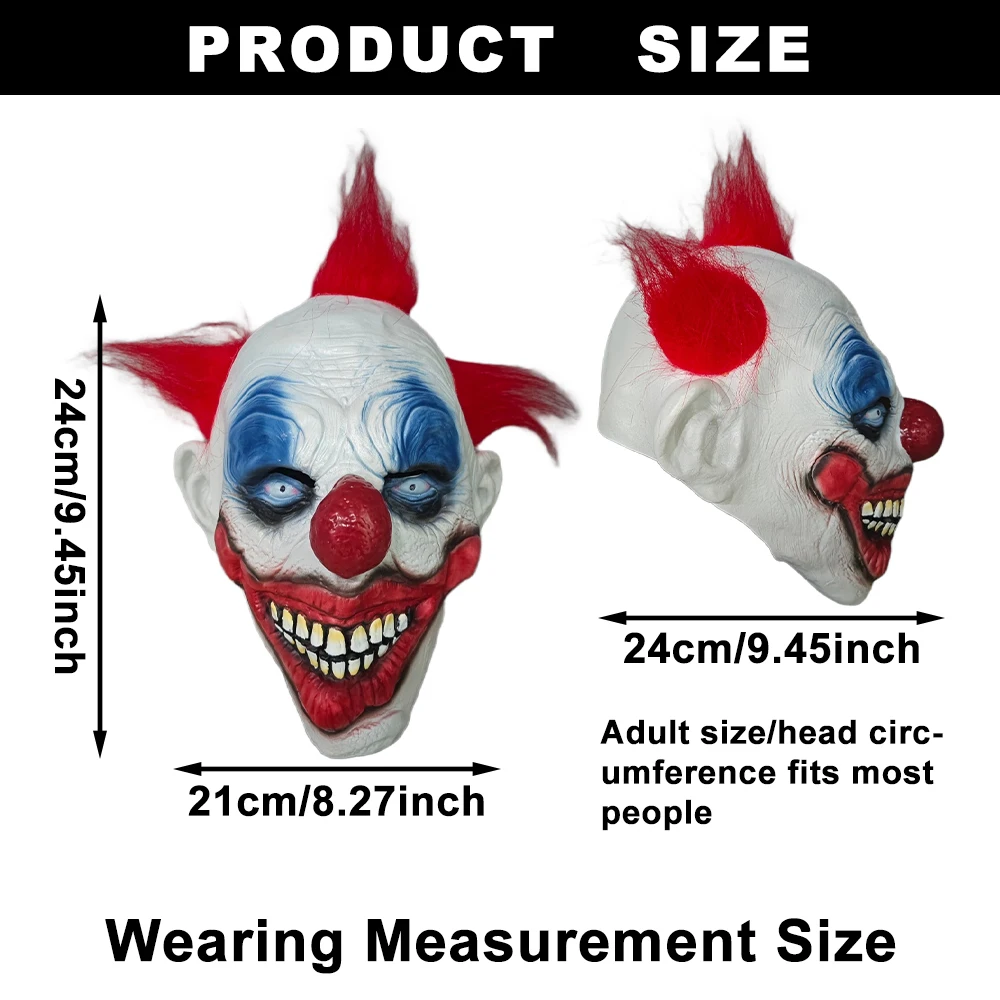 Máscara de palhaço sorridente halloween cosplay festa horror palhaço traje adereços engraçado palhaço carnaval cabeça capa para fotografia fotográfica