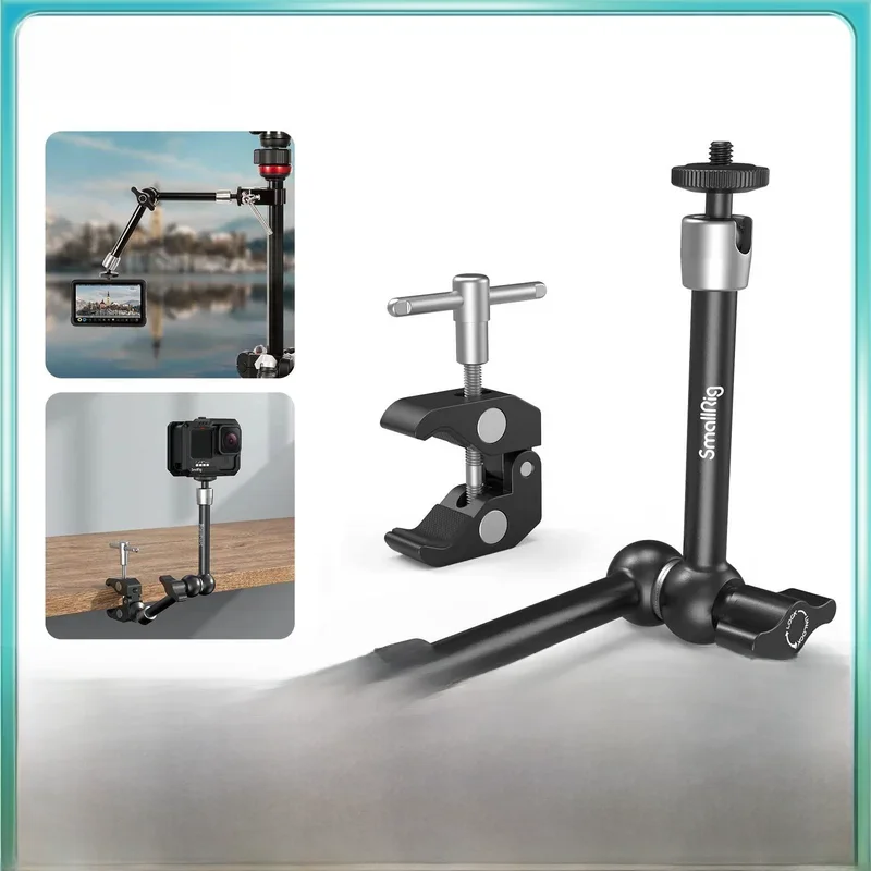 Zacisk SmallRig z gwintem 1/4" i 3/8" i regulowanym przegubowym magicznym ramieniem o mocy tarcia 9,5 cala do monitora LCD/światła LED — zdjęcie 2