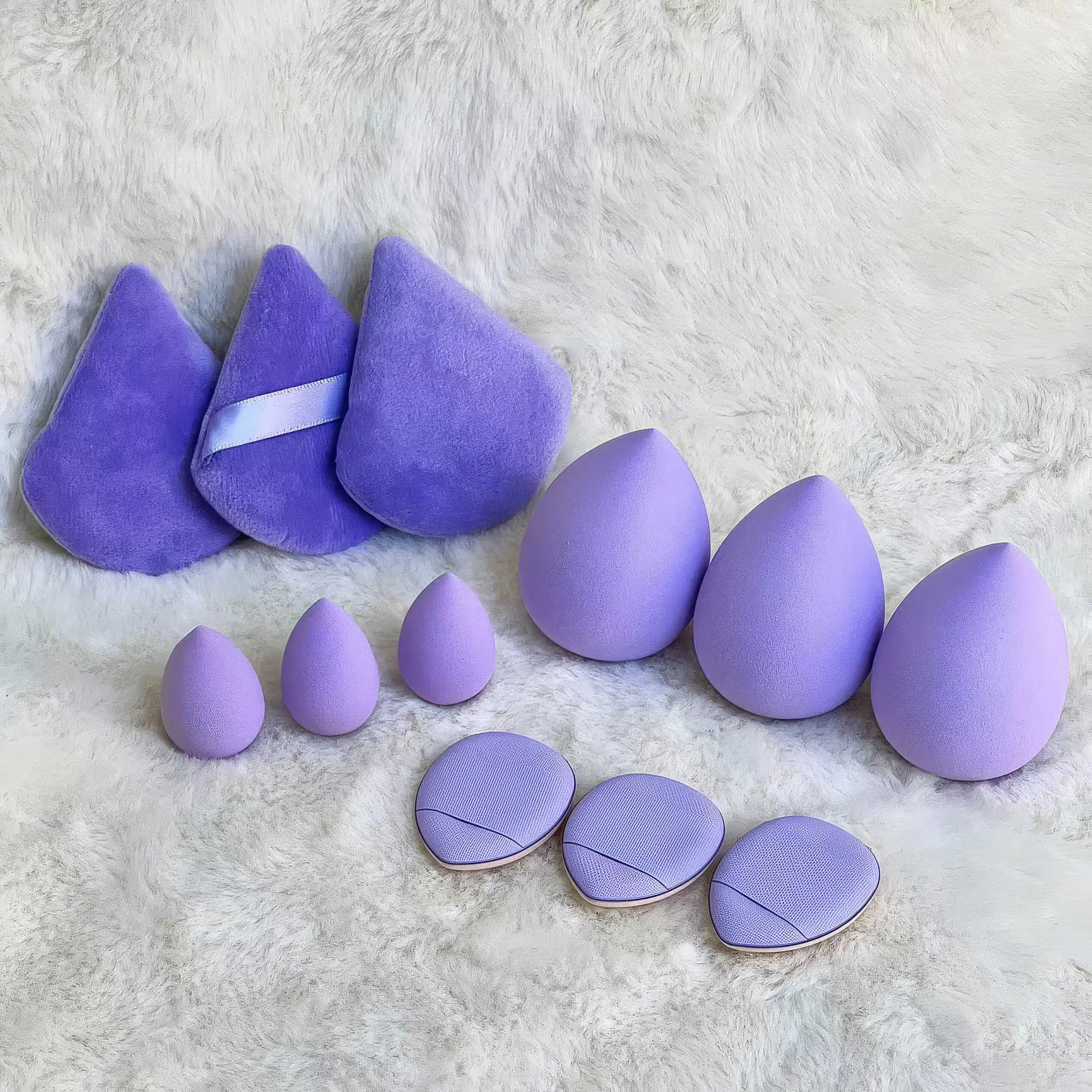 1 Set of Beauty Egg Deep Purple/beige/pink, Triangle and Beauty Egg Sponge, Suitable for Mixing and Shaping