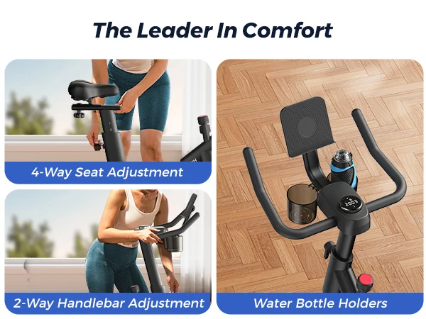 MERACH Heimtrainer-Bremsbelag, stationäres Fahrrad, geräuscharm, für den Innenbereich, Fahrrad, 270 Pfund Tragkraft, Tablet-Halterung, Fitness-Kurse – Detail 15