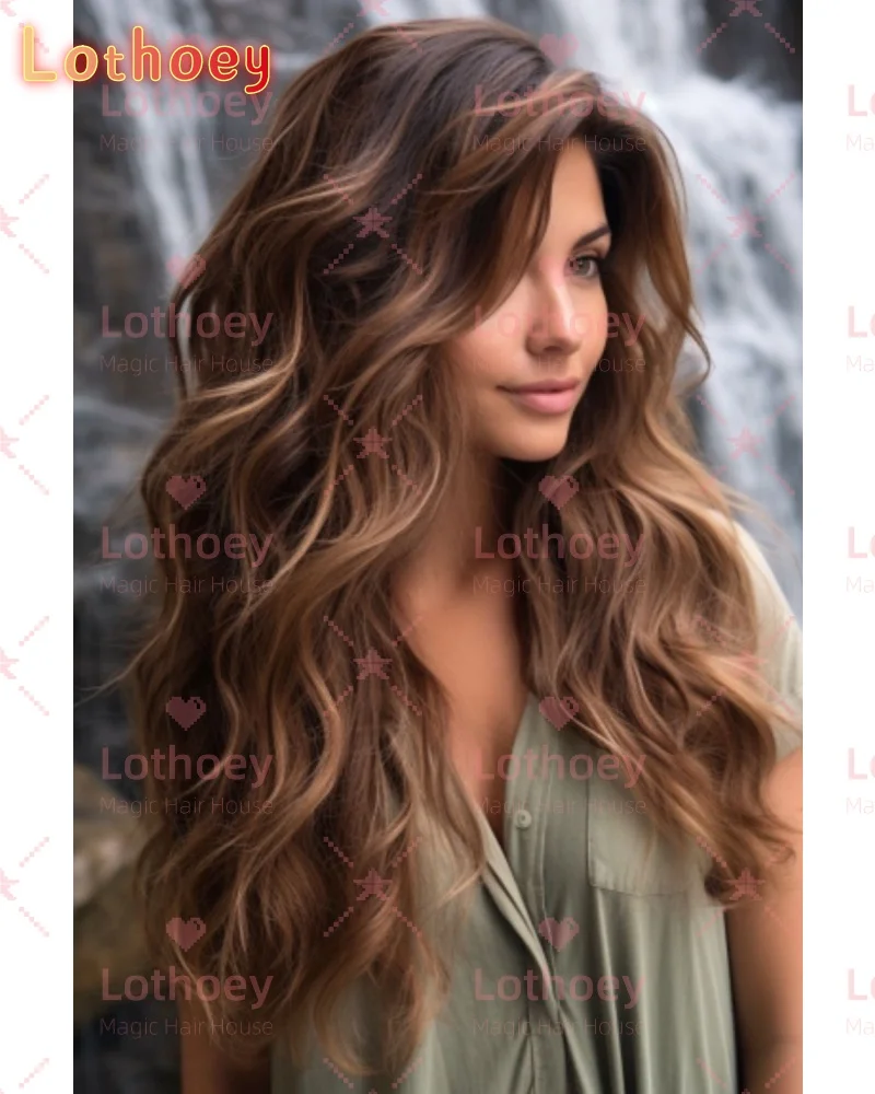 Peluca delantera de encaje ombré marrón castaño 1B424 peluca rubia ombré ondulada para Cosplay peluca con base de seda