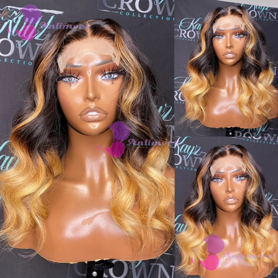 

5x5 шелковые парики с застежкой сверху, черные светлые волнистые человеческие волосы # 1b/27 Бразильские полные парики шнурка 13x6/360 с отбеленными узлами