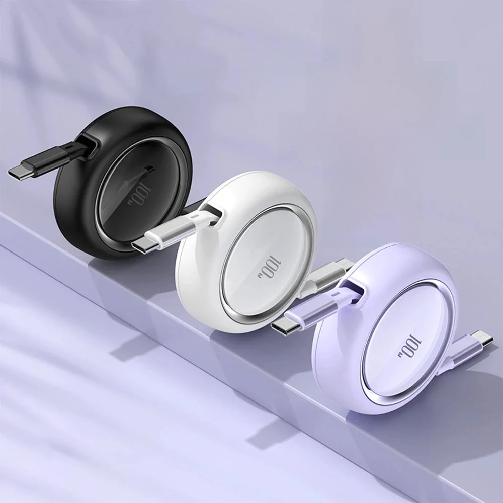 Kabel do transmisji danych 6A 100w Szybki kabel USB Chowany przenośny kabel do ładowania USB typu C oświetlenie Kabel do ładowarki Iphine Samsung Huawei — zdjęcie 2
