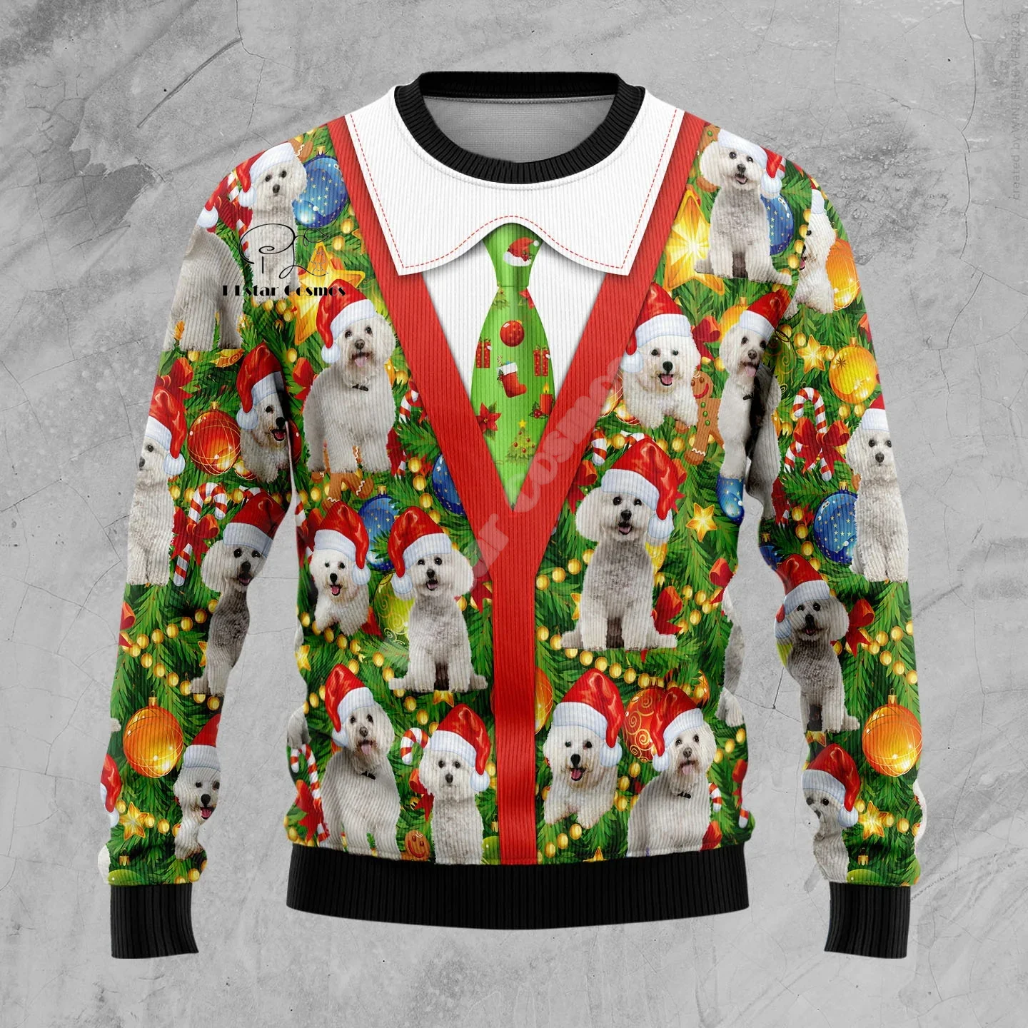 Xmas Santa Claus Cat Animal Colorful Tattoo Retro 3DPrint Funny Christmas Ugly Knitted Sweater Harajuku Casual Long Sleeves X5