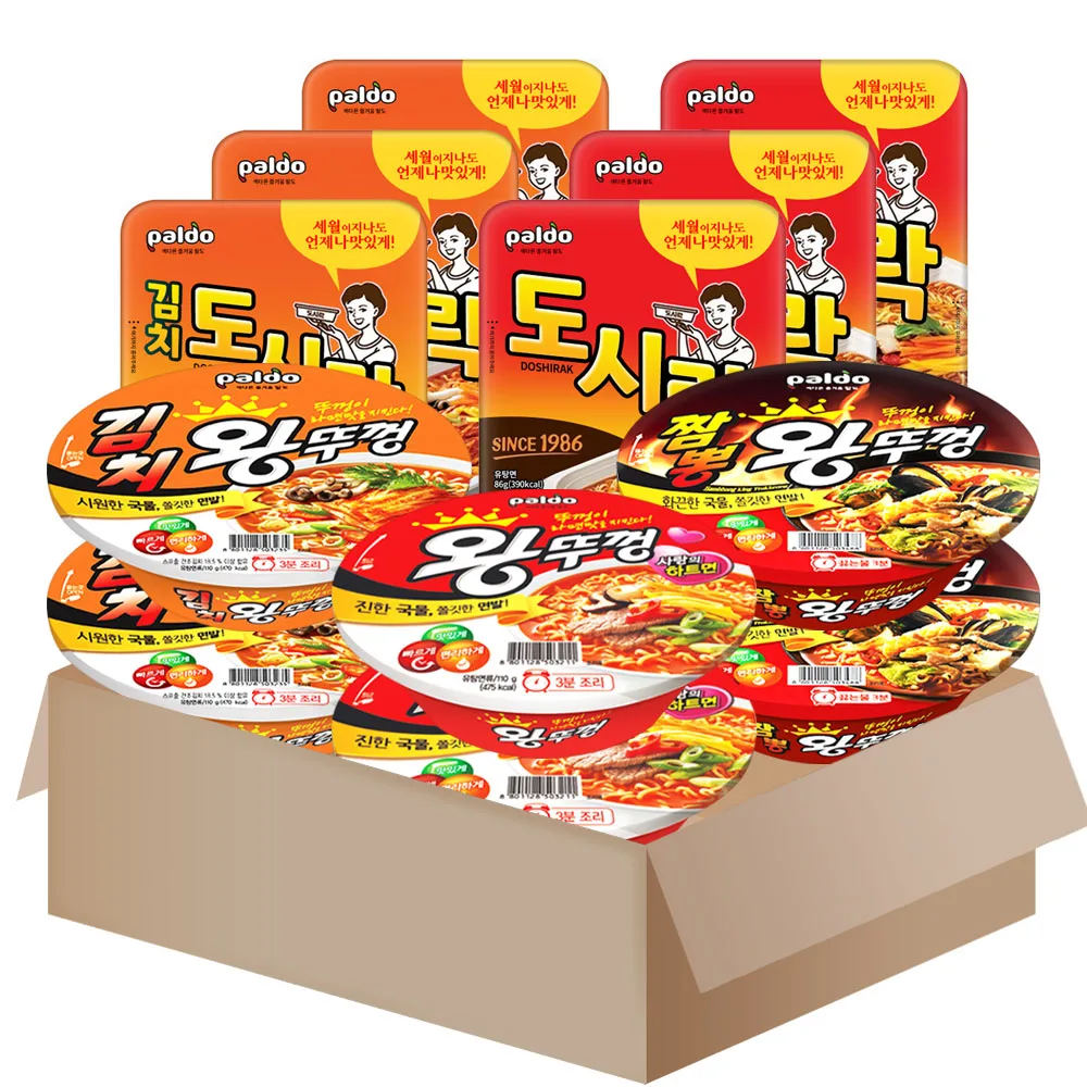 [AL0059]Cup ramen variety 12 of 5-types pack{jumbo bowl noodle x2+ kimchi x2+ Jjambbong x3+ doshirak x3+ kimchi-doshirak x2 } king-lid noodle Cup set