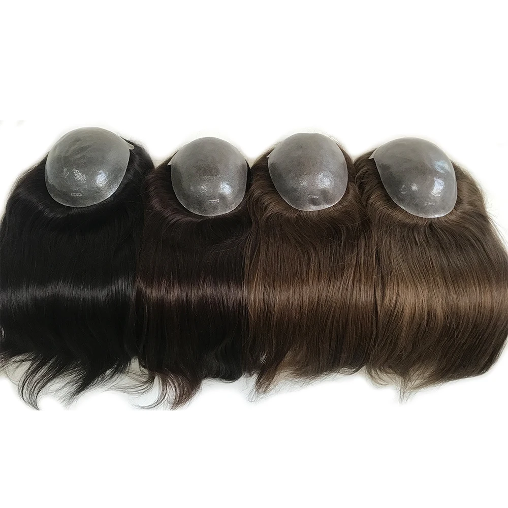 Wholesale Full PU 7x9 PU Injected Silicone Skin Natural Virgin Human Russian Hair Topper for Women in Stock