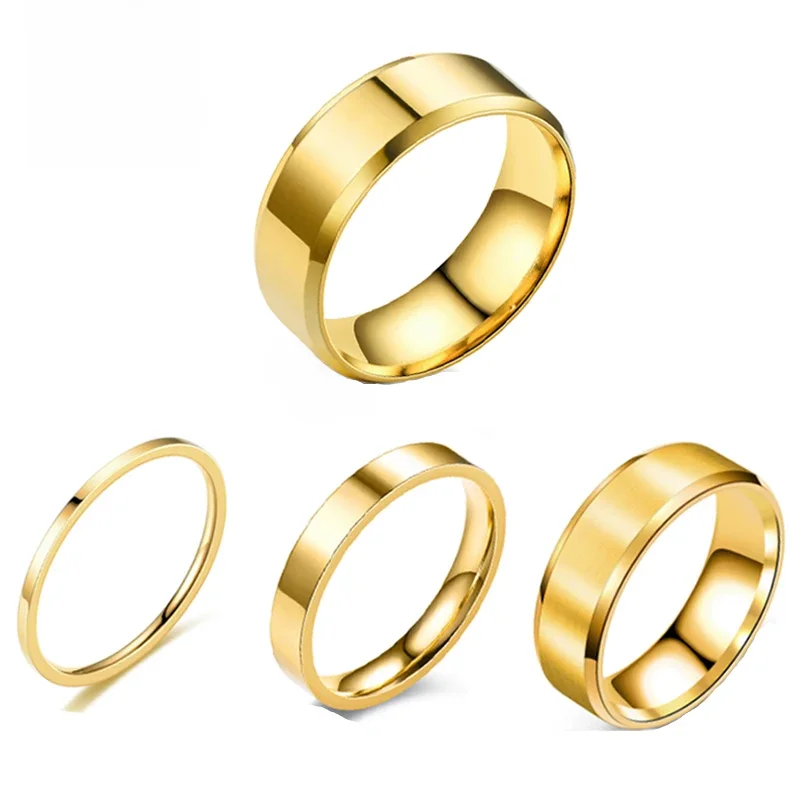 Letdiffery Fashion 2/4/6/8mm proste błyszczące pierścionki dla kobiet mężczyzn gładki pierścionek ze stali nierdzewnej para przyjaciel Party biżuteria prezenty — zdjęcie 2