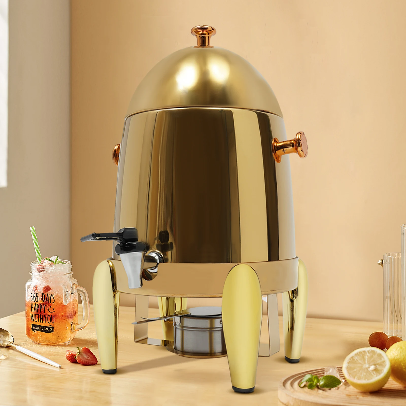 

12L Dual-Mode Beverage Dispenser, 400W Electric & Alcohol Stove Warmer, 86-185°F Stainless Steel Hot/Cold Drink Server for Event