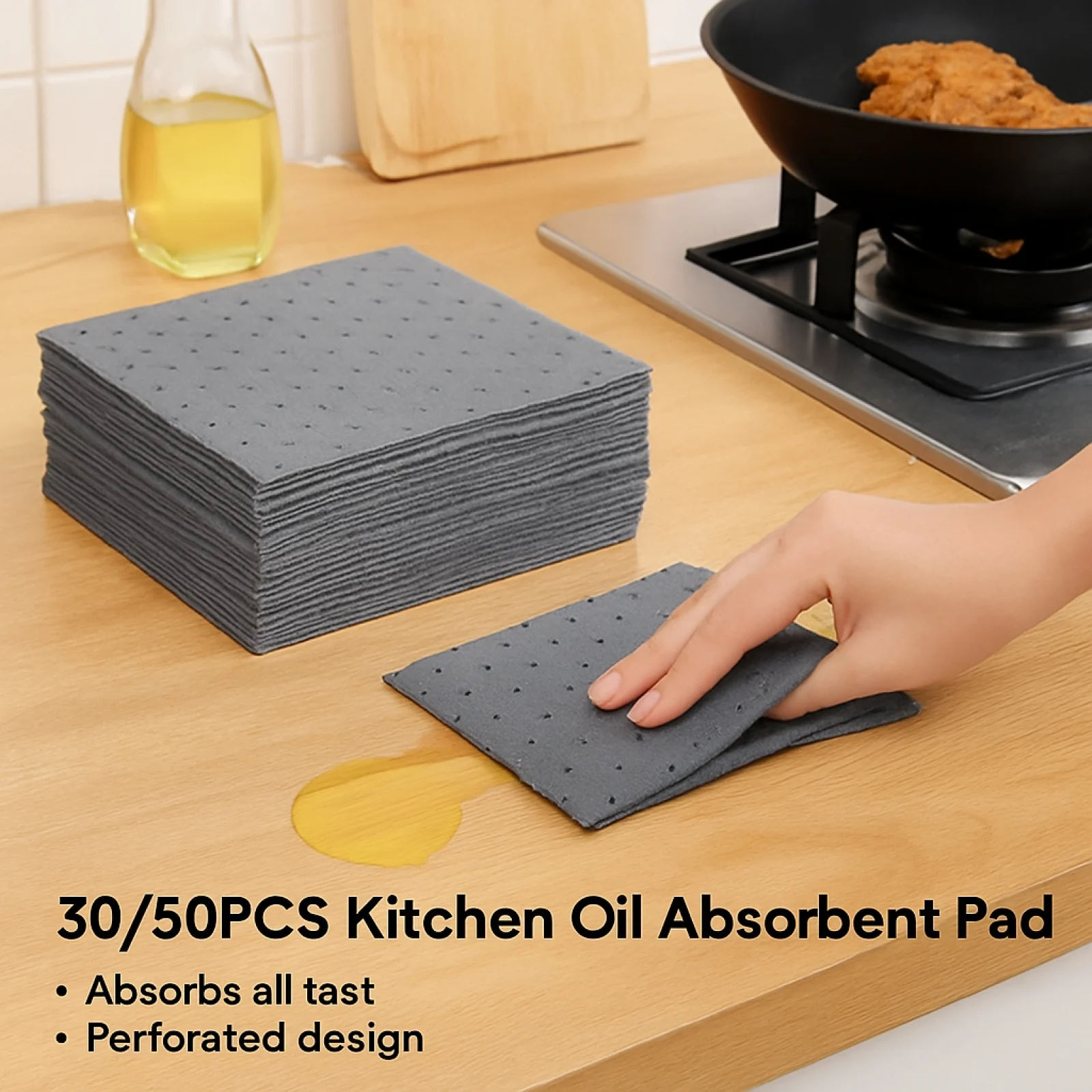 

30/50Pcs Range Hood Oil Absorbing Cotton Sheets Non Woven Fabric Oil Spill Mat for Garage Home Basement Restaurant Range Hood