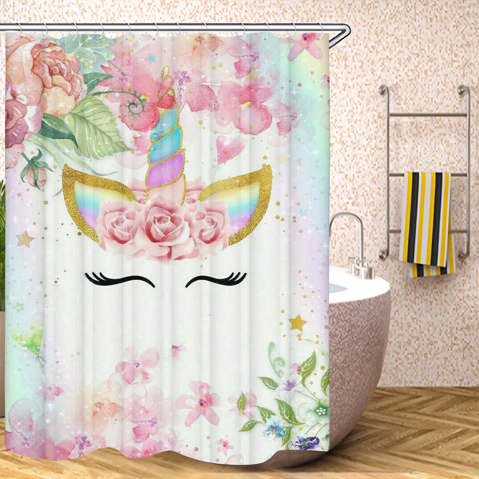 

Unicorn Bathroom Accessories Shower Curtain Sets Full Set Luxury Curtains Bath Waterproof
