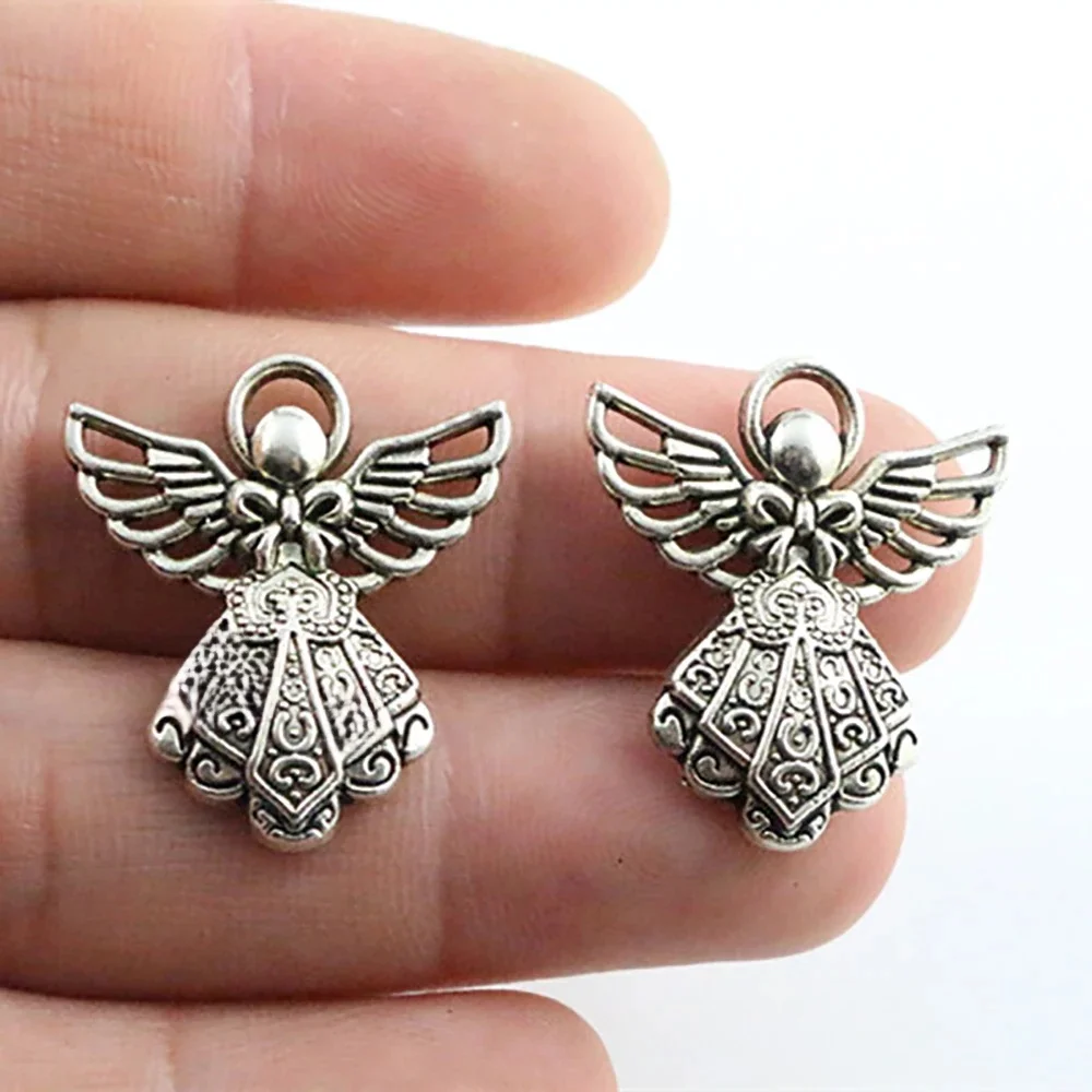 26x23mm 10 sztuk antyczne srebro platerowane anioł ręcznie robiony wisiorek: DIY dla bransoletki necklace-P2-34 — zdjęcie 2