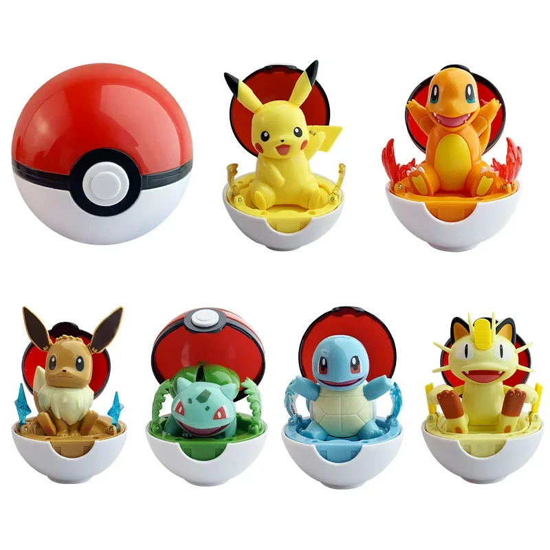 Pokemon figurka piłka Bulbasaur Eevee Charmander Meowth Squirtle Pikachu Poke Pokeball zestaw zabawek Anime akcja elf Monste prezent dla dziecka — zdjęcie 2