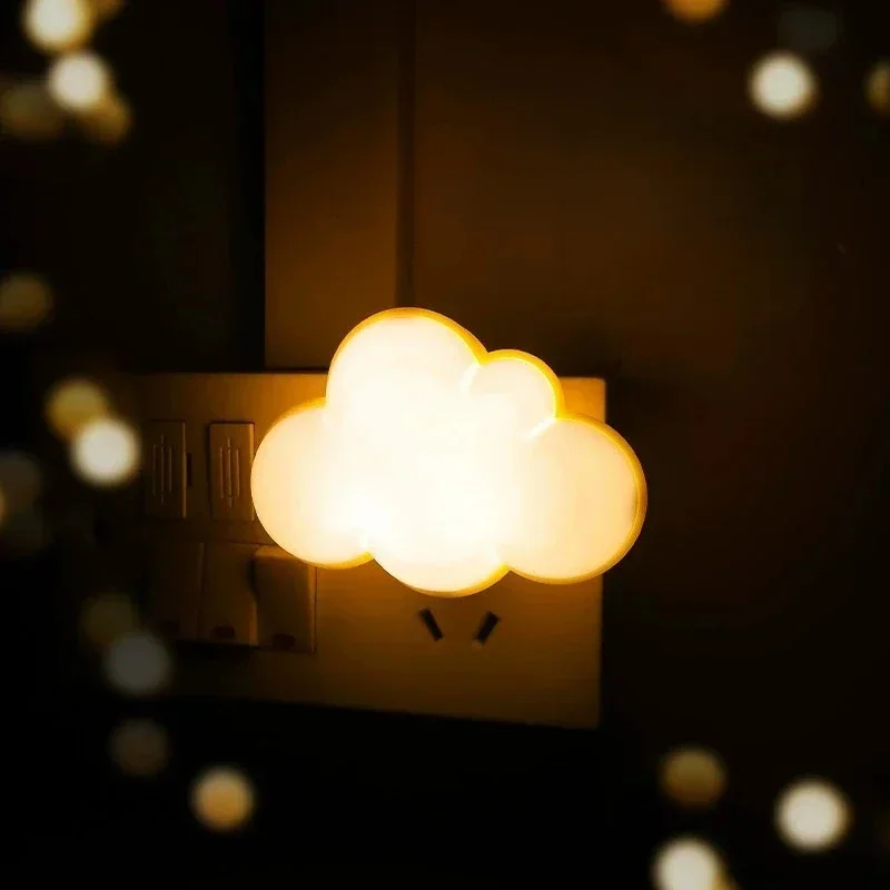 Capteur LED veilleuse ue/US Plug-in mignon nuage veilleuses pour enfants adultes chambre tête de lit couloir rêve éclairage lampe de nuit