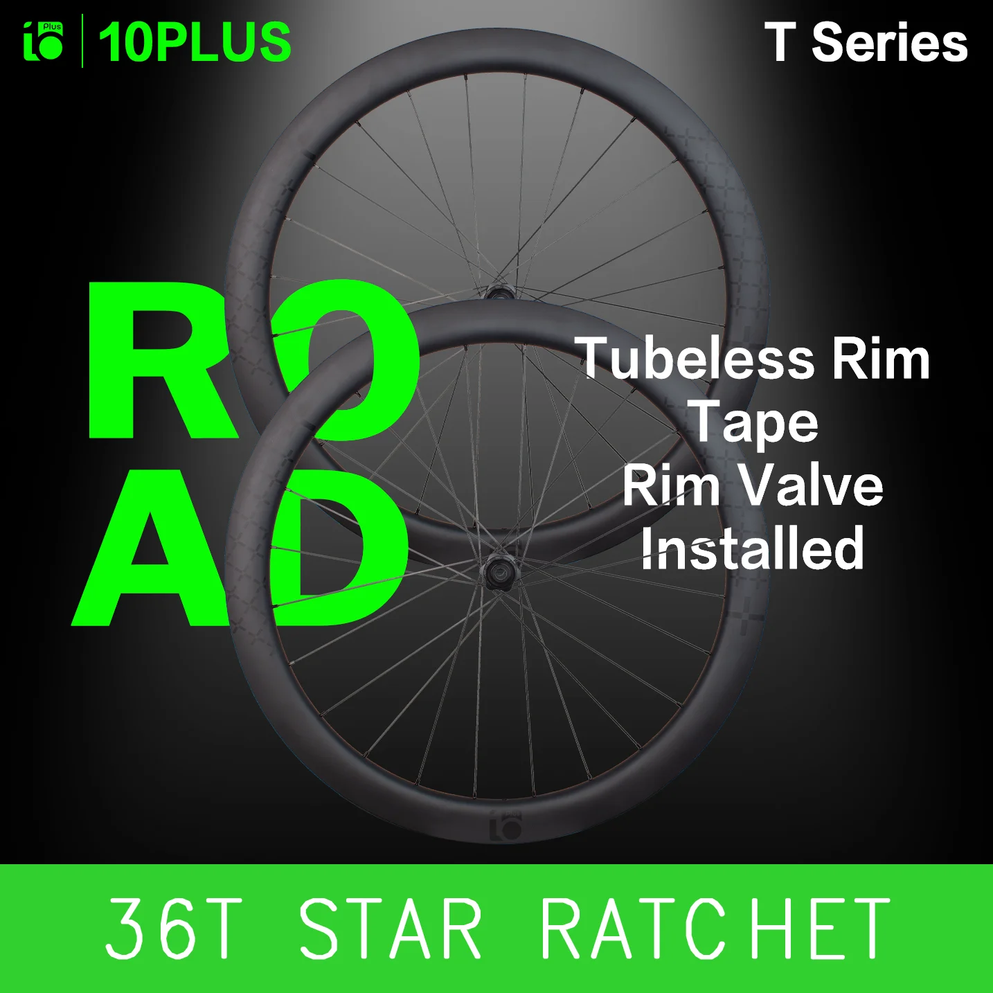 10PLUS T Series 38/60mm Thru Axle 700c Matte Finish Carbon Wheelset Disc Brake 36T Ratchet System High Performance Road