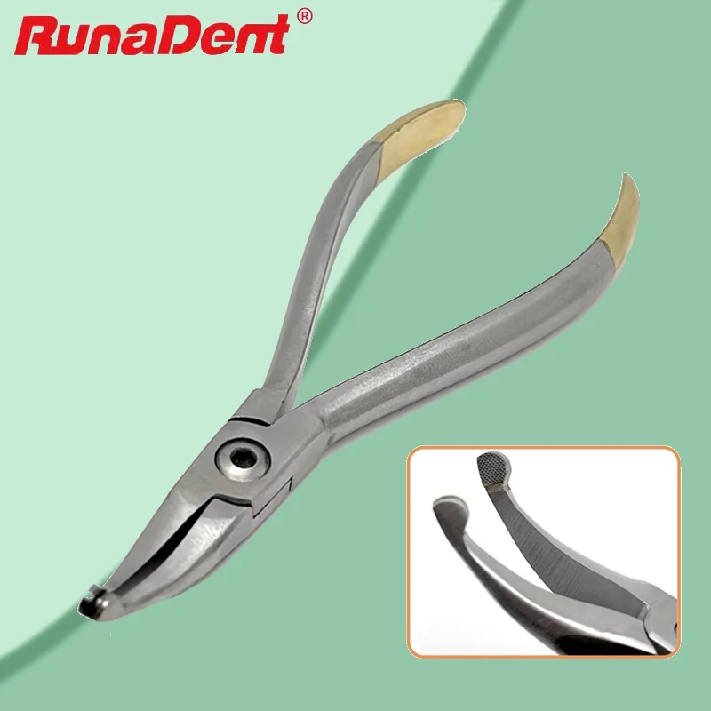 

Professional Dental Orthodontic Plier Stainless Steel Curved Tip Gold Plated Handle Ortho Tools for Dentist