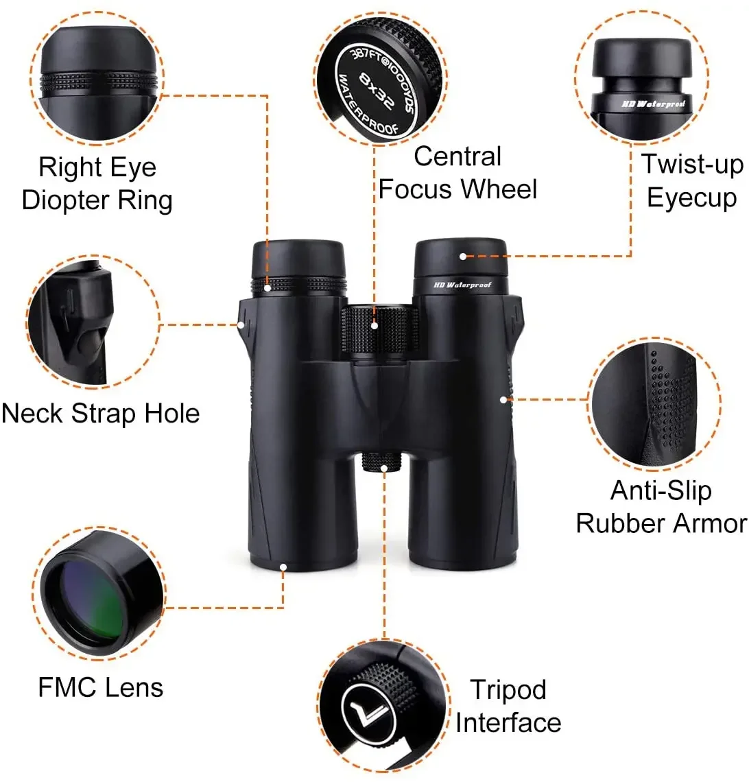 Svbony SV47 8x42/10x42 HD Binoculars Waterproof Spotting Scope for Adults, FMC Lens, Bak4 Prism for Hiking and Wildlife Observe